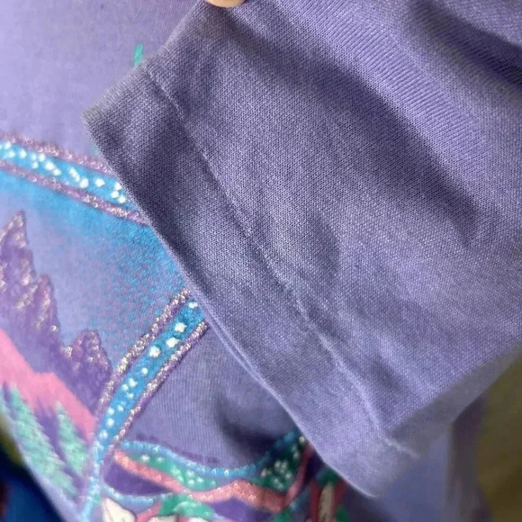 Vintage Sparkly Utah Mtn Landscape 1993 Tee T-Shirt Deadstock Purple Women’s M - Picture 10 of 15